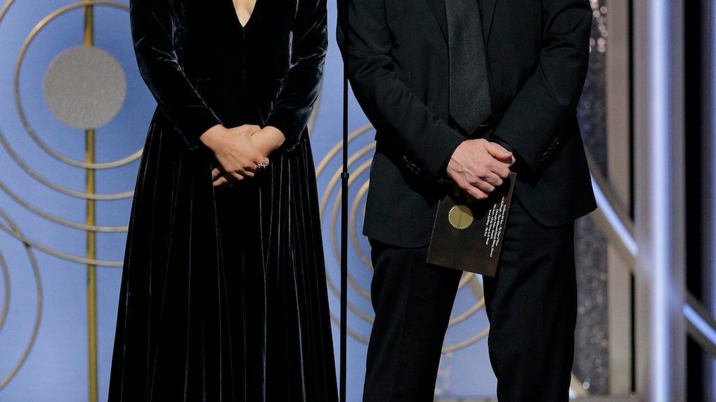 Natalie Portman and Ron Howard present at 75th Golden Globes