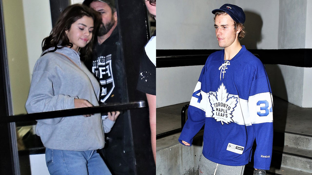 Selena Gomez and Justin Bieber at a hockey rink in L.A.