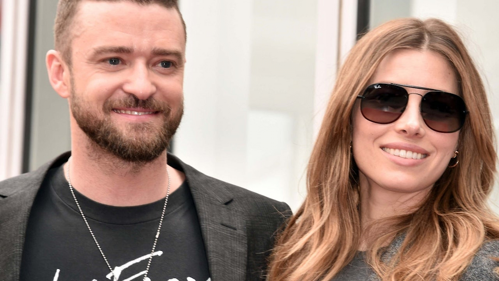 Justin Timberlake and Jessica Biel at *NSYNC's Walk of Fame Ceremony on Apr. 30