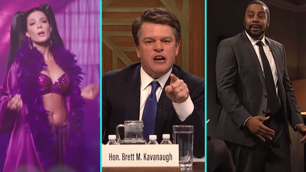 Halsey, Matt Damon and Kenan Thompson on 'Saturday Night Live' season 44