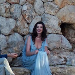 Anne Hathaway Stuns in Ethereal Blue Gown on the Set of 'Nasty Woman' -- See the Pics!