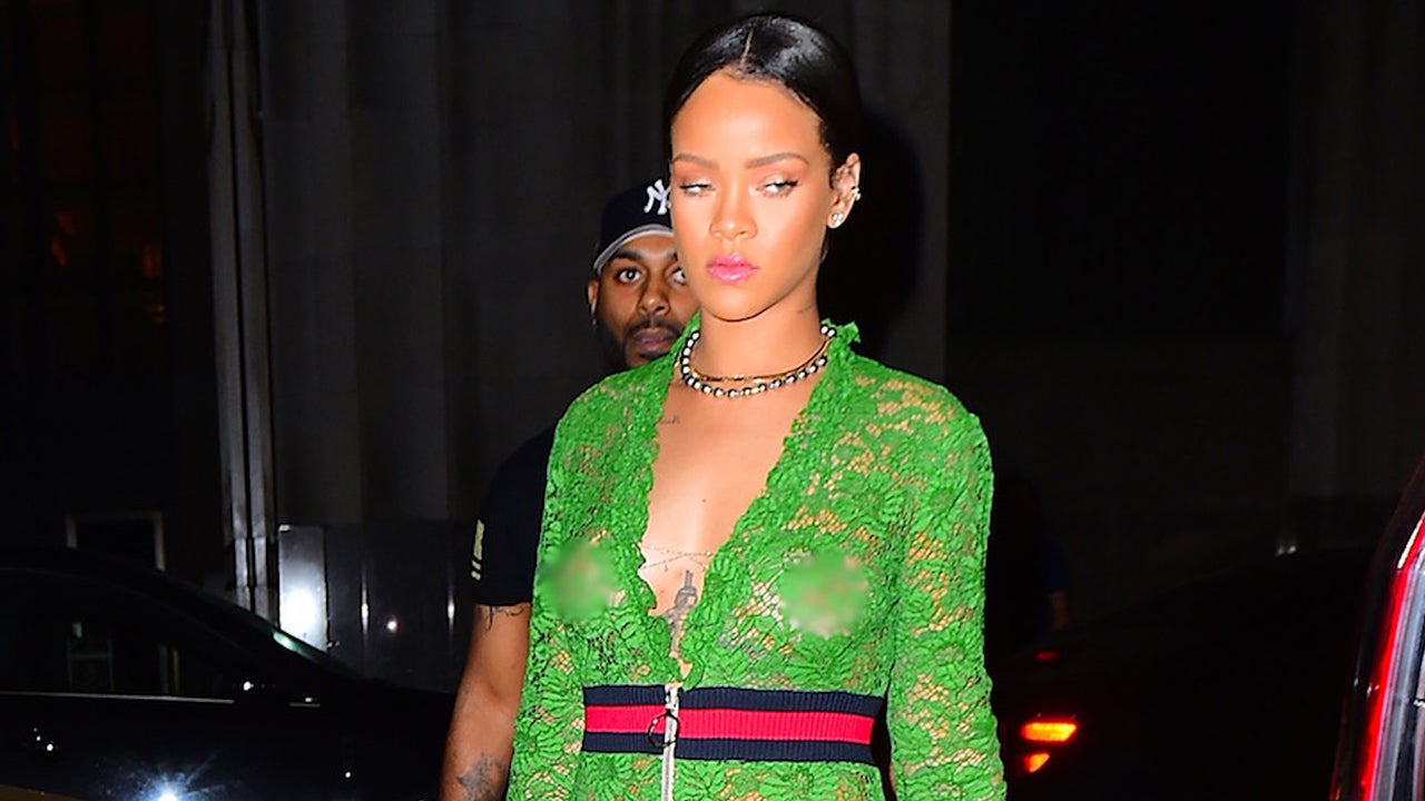 Rihanna Exposes Her Nipples In A See Through Dress While