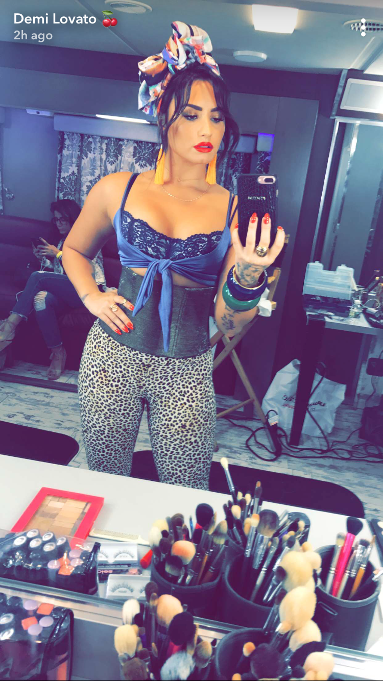 Demi Lovato Rocks Sexy Pin-Up Style Look on Snapchat 