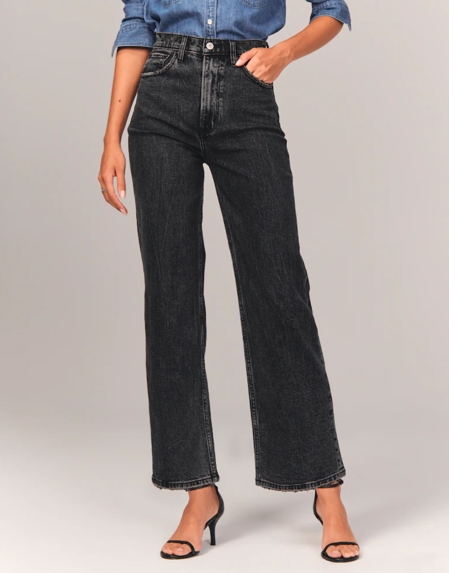 Abercrombie & fitch ultra high rise cropped wide leg jeans