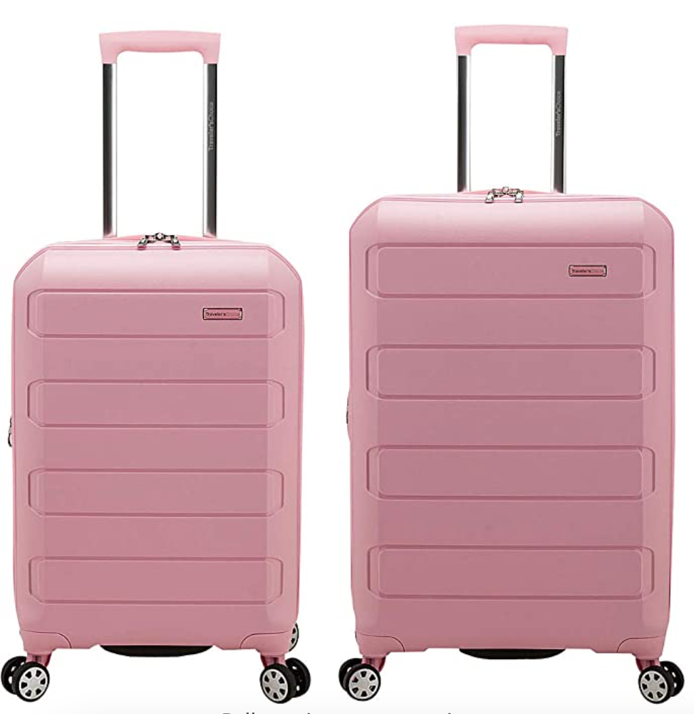 Traveler's Choice Pagosa Indestructible Hardshell Expandable Spinner Luggage, Pink, 2-Piece Set