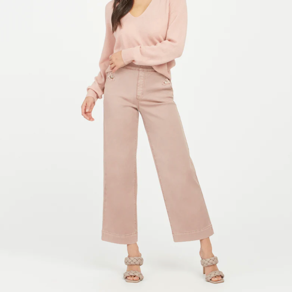 Spanx stretch twill cropped wide leg pant