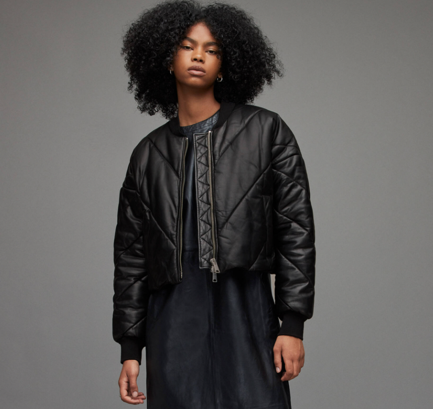 Bailey cropped leather puffer jacket