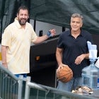 George Clooney spends his birthday playing basketball with costar Adam Sandler