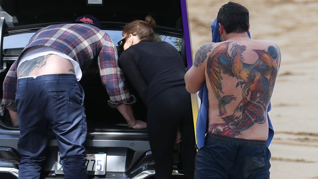 Ben Affleck's Massive Back Tattoo Resurfaces During Flat Tire Repair With J.Lo