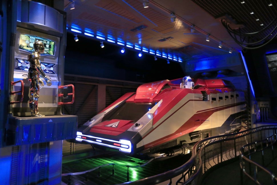 The present-day Star Tours ride queue. 