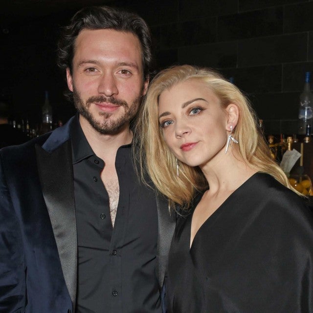 Cast members David Oakes (L) and Natalie Dormer attend the press night after party for "Venus In Fur" at Mint Leaf on October 17, 2017 in London, England.