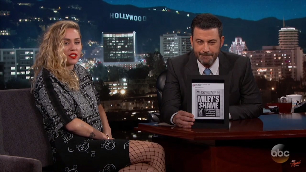 Miley Cyrus and Jimmy Kimmel