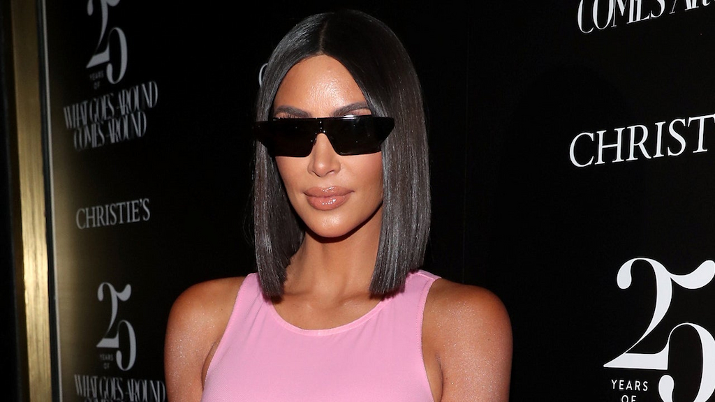 Kim Kardashian body pink dress