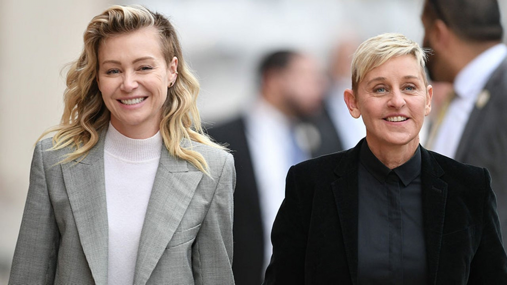 Ellen DeGeneres and Portia de Rossi at jimmy kimmel live