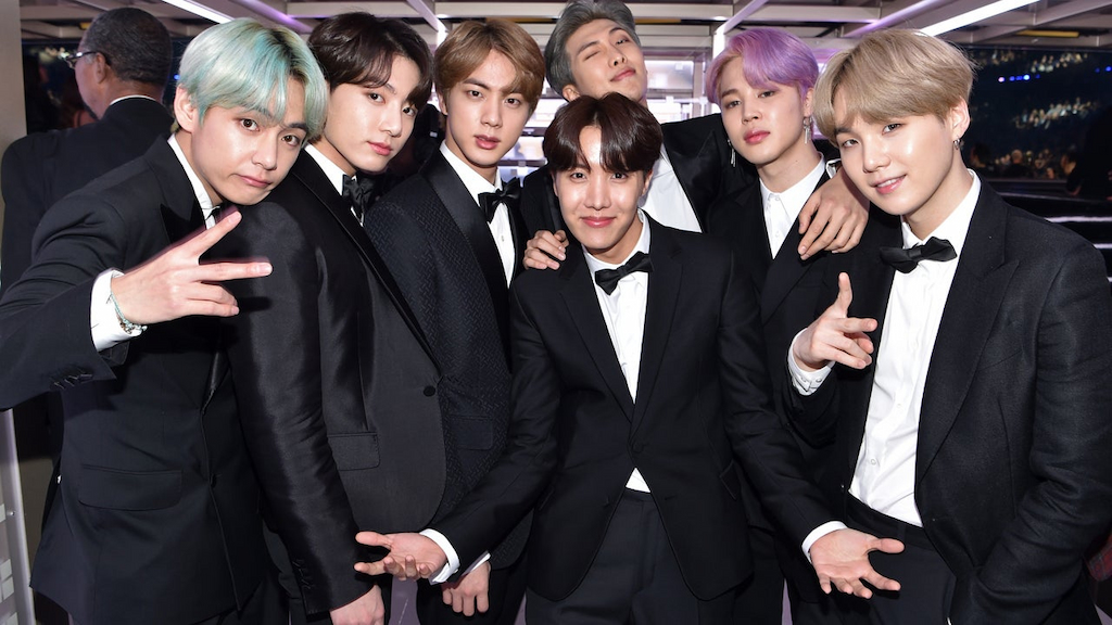 BTS backstage at the 61st Annual GRAMMY Awards