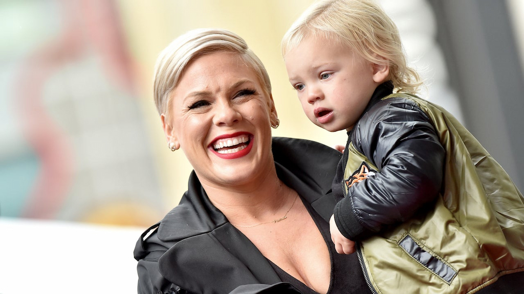 Pink and son Jameson at walk of fame ceremony