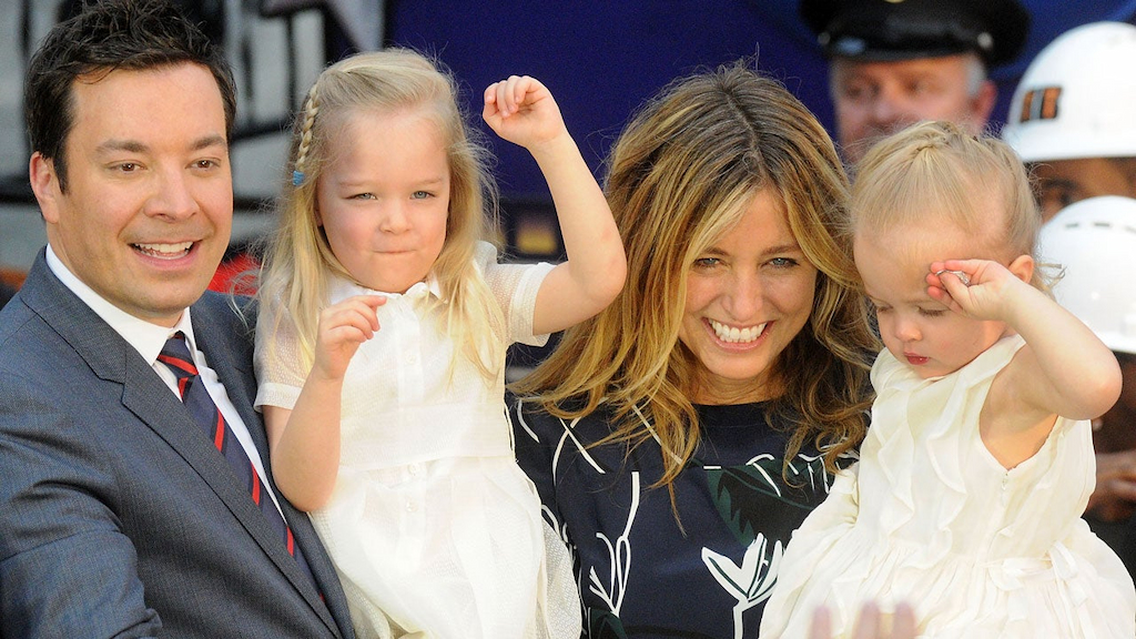 Jimmy Fallon, Nancy Juvonen and their daughters.