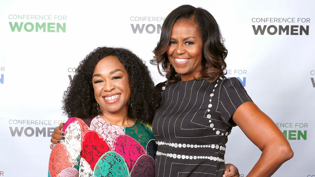 Shonda Rhimes and Michelle Obama at the Pennsylvania Conference For Women 2017
