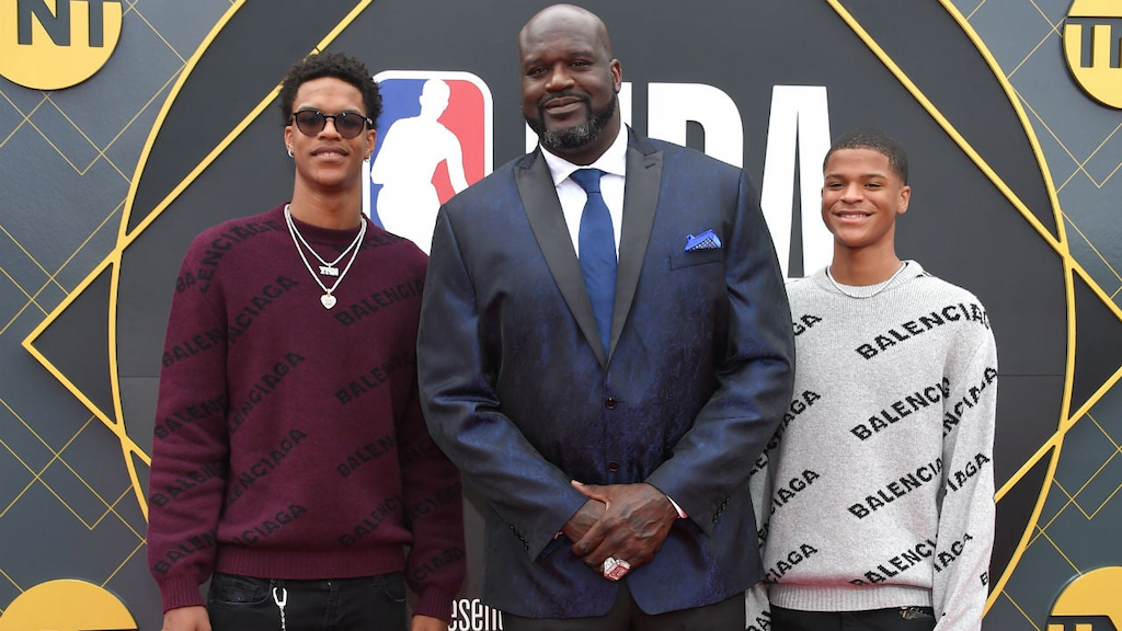 Shaquille O'Neal with his sons Shareef and Shaqir