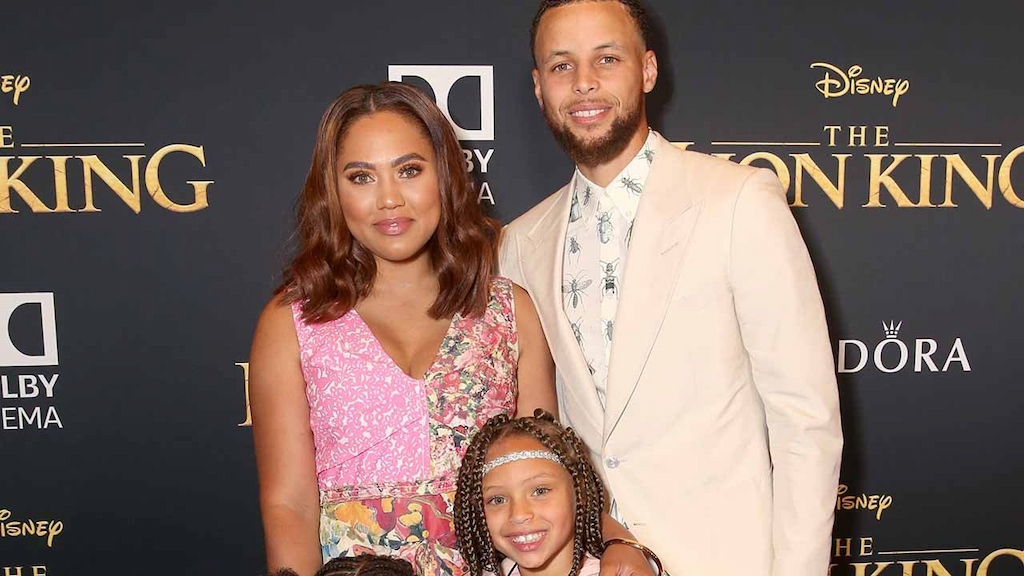 Ayesha Curry, Riley Curry, and Stephen Curry attend the World Premiere of Disney's "THE LION KING" at the Dolby Theatre on July 09, 2019 in Hollywood, California. 