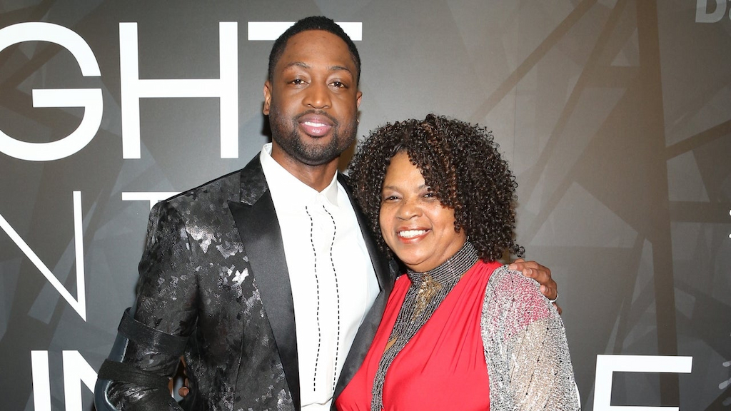 Dwyane Wade and his mom Jolinda Wade on the red carpet attending the Night on the Runwade Event at Revel Fulton Market on March 19th, 2017 in Chicago, Illinois.
