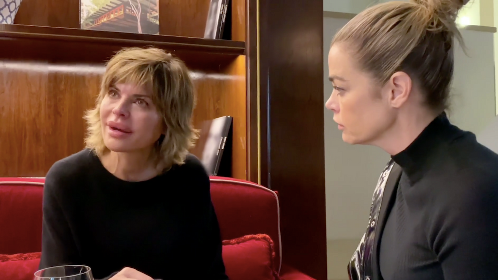 Lisa Rinna is left in tears after a chat with Denise Richards on 'The Real Housewives of Beverly Hills.'
