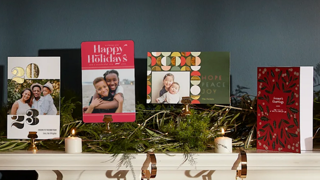 Holiday cards on mantle
