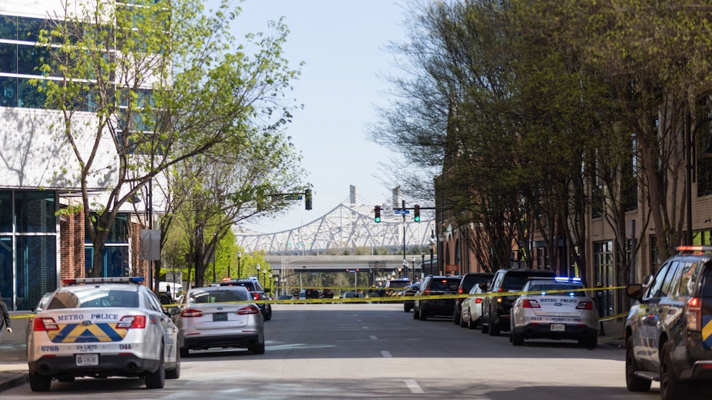 The area of the shooting in downtown Louisville