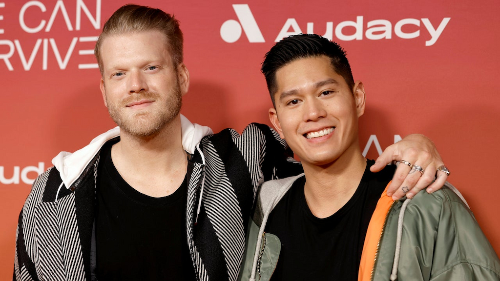 Scott Hoying of Pentatonix and Mark Manio attend the 8th annual "We Can Survive" concert hosted by Audacy at Hollywood Bowl on October 23, 2021 in Los Angeles, California.