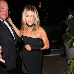 Jennifer Aniston Wears an Arm Brace, Stuns in Black at Gwyneth Paltrow's Engagement Party