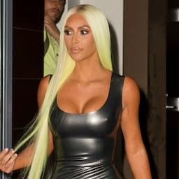 Kim Kardashian Rocks Highlighter Green Hair and Metallic Mini-Dress in Miami
