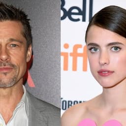 Brad Pitt Hugs Co-Star Margaret Qualley on 'Once Upon a Time in Hollywood' Set