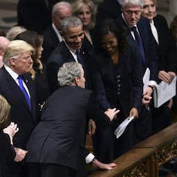 George W. Bush and Michelle Obama Continue Candy Exchange at George H.W.'s Funeral