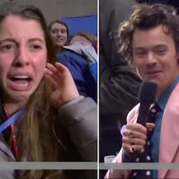 Watch Harry Styles' Superfan Flip Out and Fall to the Ground After He Gives Her VIP Tickets