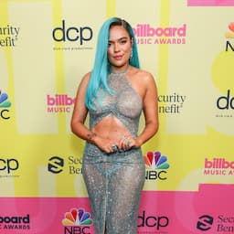 Karol G Rocks Stunning Sheer Gown and Bright Blue Hair at 2021 Billboard Music Awards