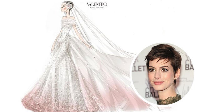 anne hathaway wedding dress designer Anne Hathaway's custom Valentino wedding dress revealed