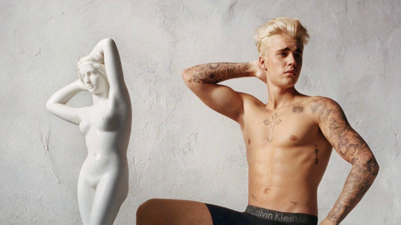 Justin Bieber 'Flaunts' His Calvin Klein Underwear Next to a Naked Statue  in Stripped Down New Ads | Entertainment Tonight