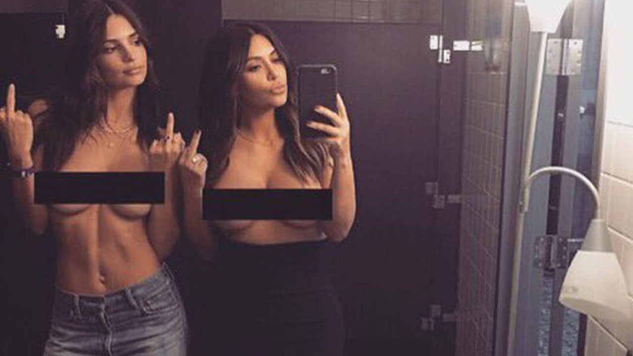 Kim Kardashian and Emily Ratajkowski join forces for a topless pic. 