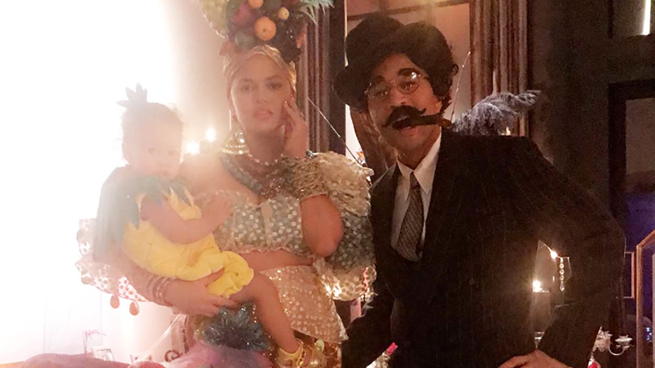 Chrissy Teigen And John Legend Dress As Carmen Miranda And Groucho Marx With Baby Pineapple Luna Pics Entertainment Tonight