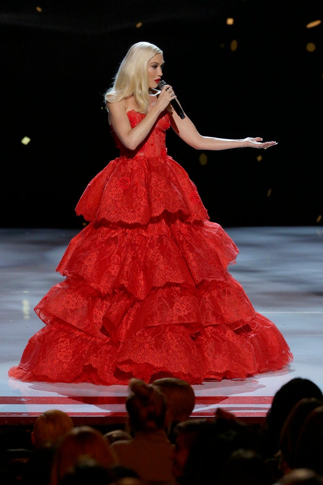 Gwen Stefani red dress Christmas special