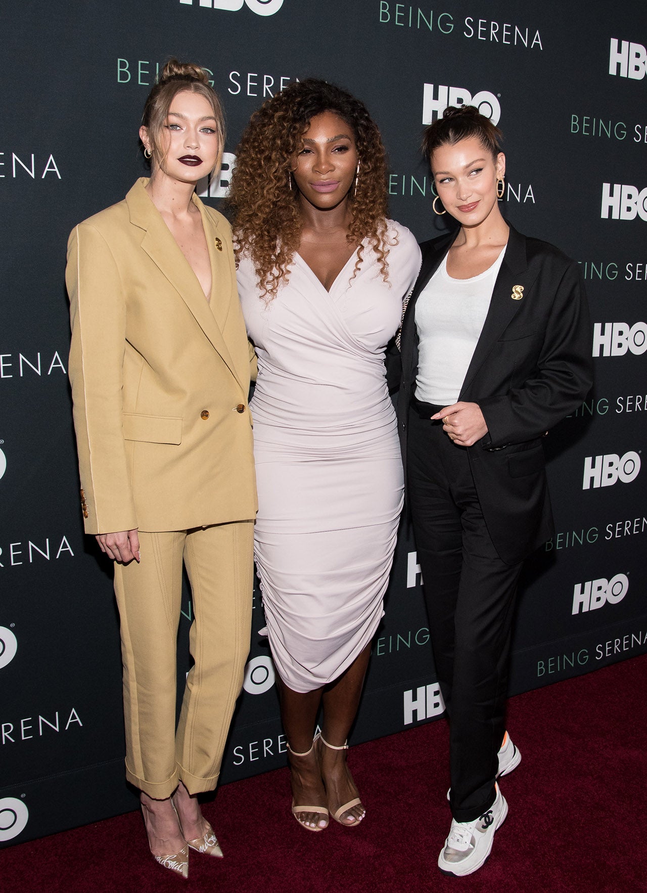 Gigi and Bella Hadid Suit Up in Coordinating Styles for Serena Williams Documentary Premiere Entertainment Tonight