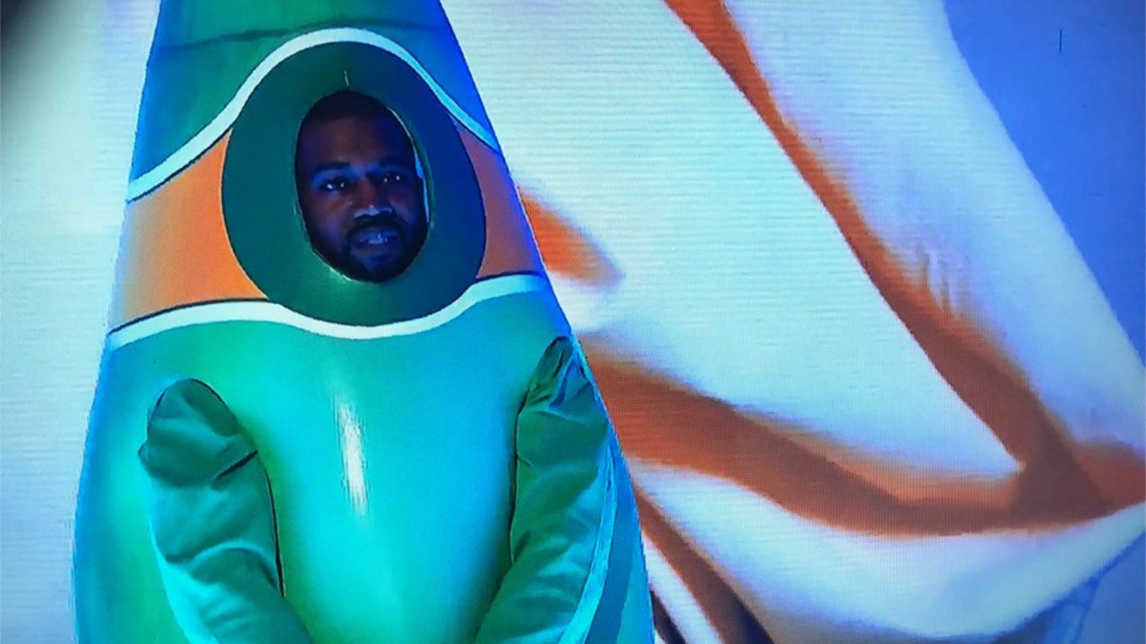 Kanye West Wears Giant Water Bottle Suit, MAGA Hat During 'SNL' Season  Premiere | Entertainment Tonight