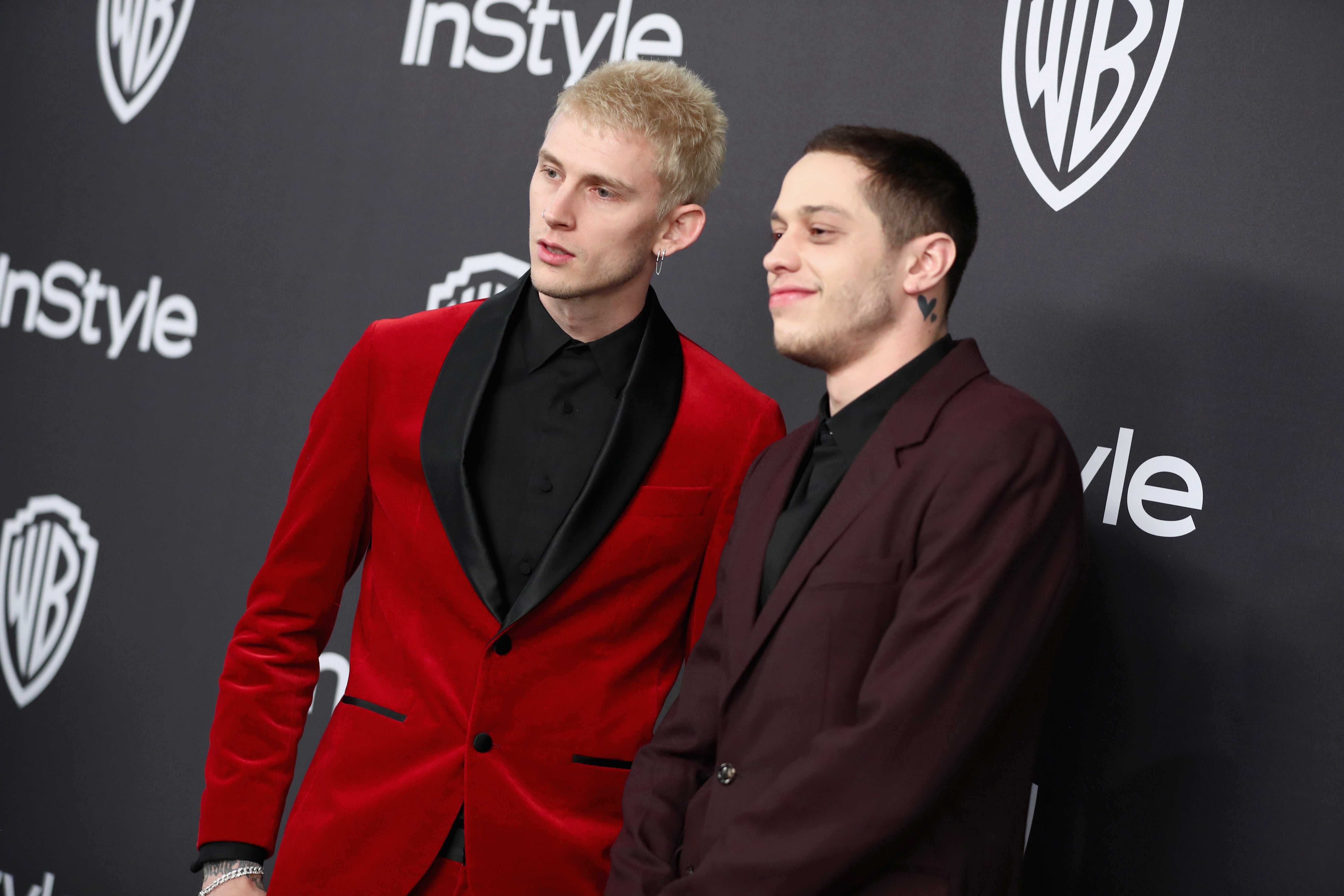 Pete Davidson Mingles With Celebs At Golden Globes After Parties Alongside Machine Gun Kelly Entertainment Tonight