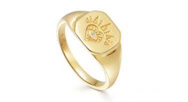 Gold Open Heart Signet Ring