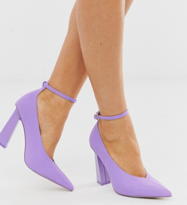 Plush Reflective Pointed High Heels in Lilac