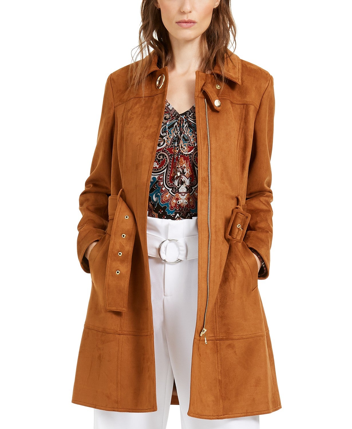 I.N.C. Faux-Suede Trench Coat