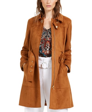 Faux-Suede Trench Coat