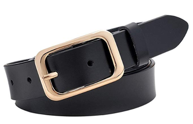 Leather Belt with Gold Buckle