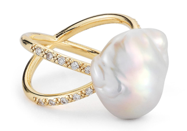 Pearl & Diamond Crossover Ring
