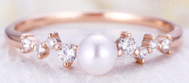 Akoya Pearl Engagement Ring in Rose Gold 